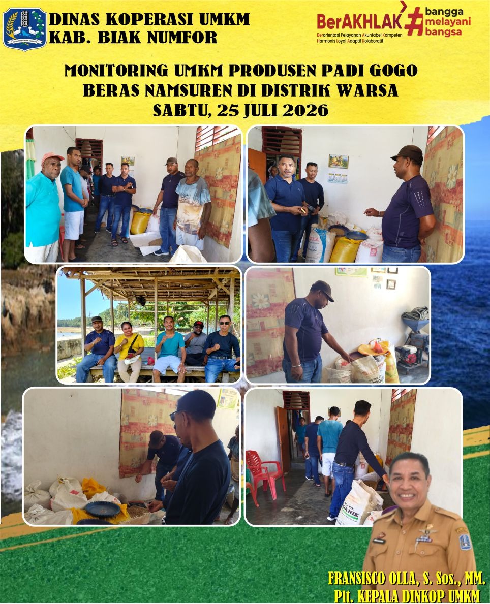 Monitoring UMKM produsen Padi Gogo Beras Namsuren di Distrik Warsa